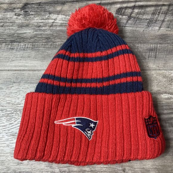 New England Patriots New Era knit pom hat beanie Blue OnField 100% AUTHENTIC - Picture 5 of 13
